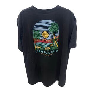 Life Is Good Just Add Water Beach Sunset Graphic Crusher T-shirt ~ Men’s 3XL